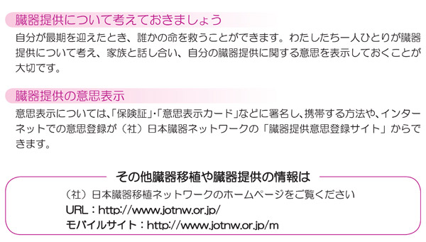 臓器提供についての説明文