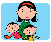 大人の女性と男の子と女の子のイラスト